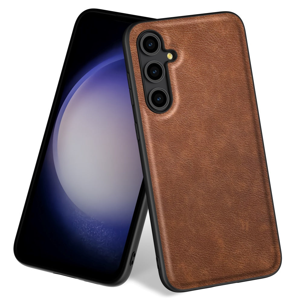 For Samsung Galaxy M15 5G / F15 5G Case Retro Leather Coated PC+TPU Hybrid Phone Cover