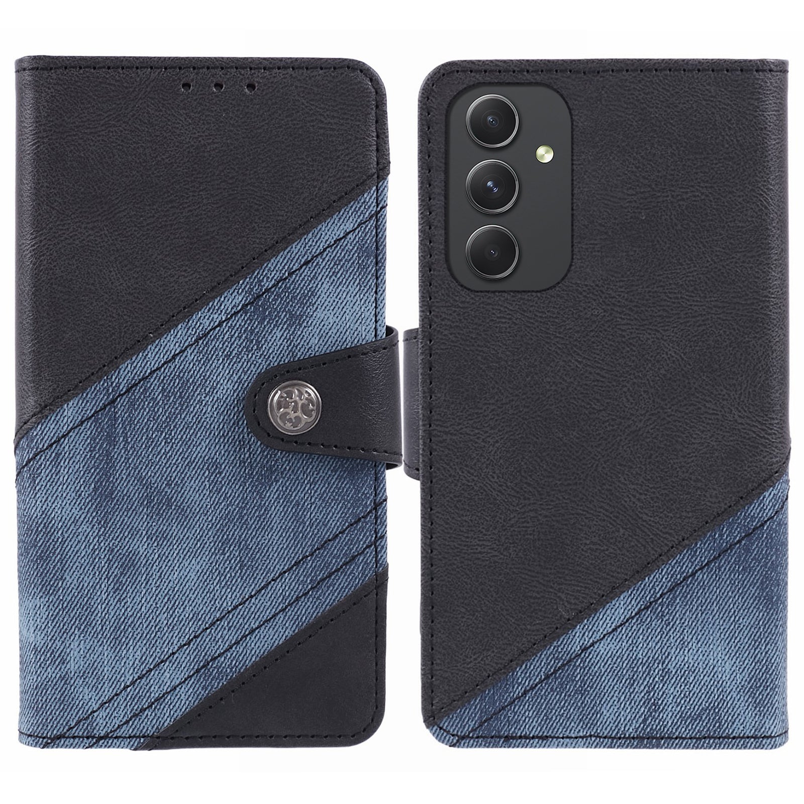 For Samsung Galaxy M15 5G / F15 5G Case Crazy Horse Texture Splicing Leather Wallet Phone Cover