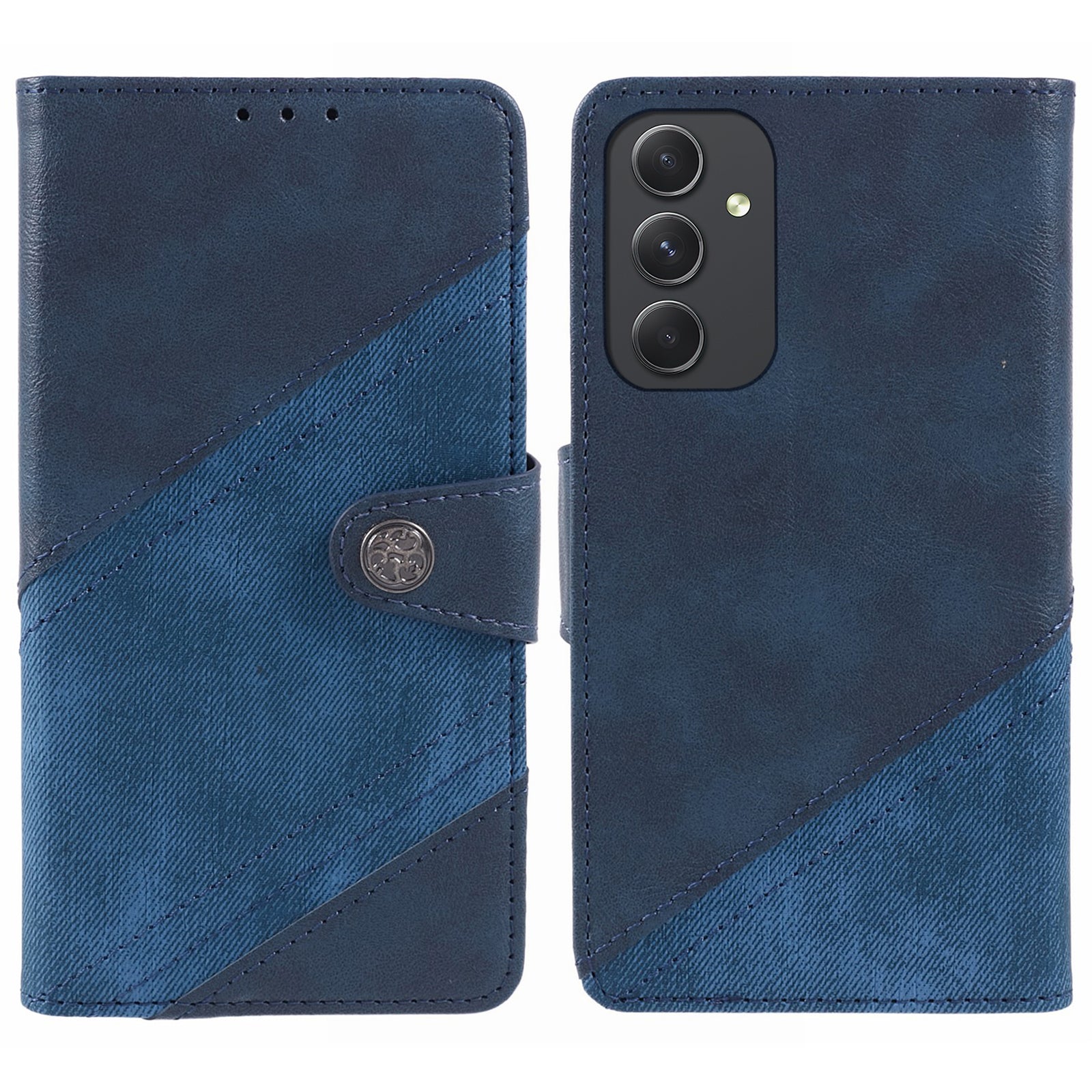 For Samsung Galaxy M15 5G / F15 5G Case Crazy Horse Texture Splicing Leather Wallet Phone Cover