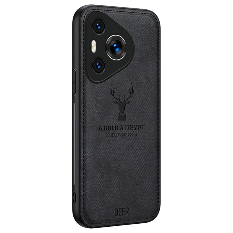 For Huawei Pura 70 Case Deer Pattern Cloth Texture Leather+PC+TPU Hybrid Phone Cover