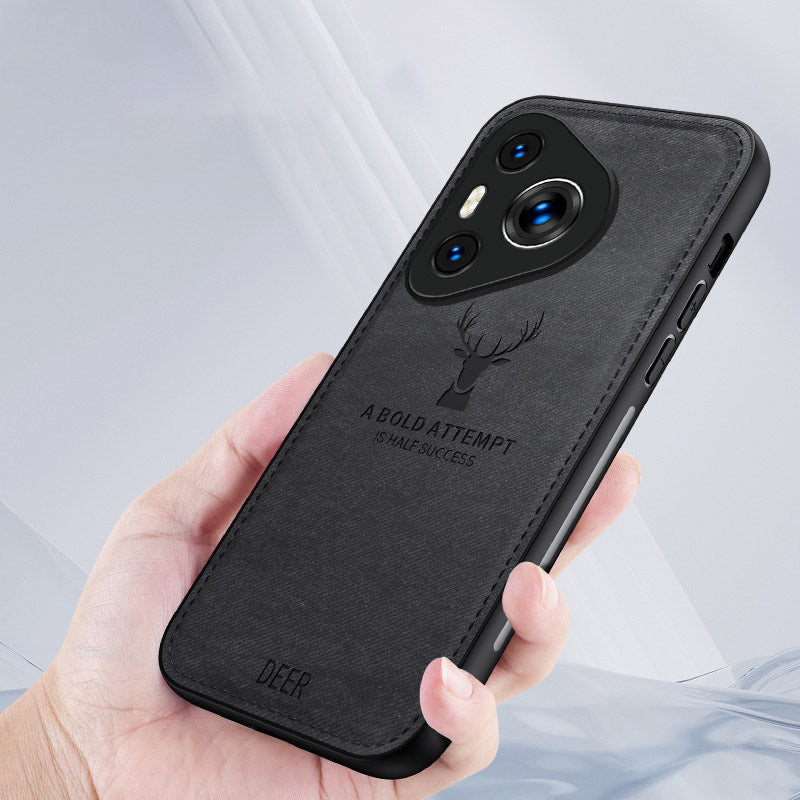 For Huawei Pura 70 Case Deer Pattern Cloth Texture Leather+PC+TPU Hybrid Phone Cover