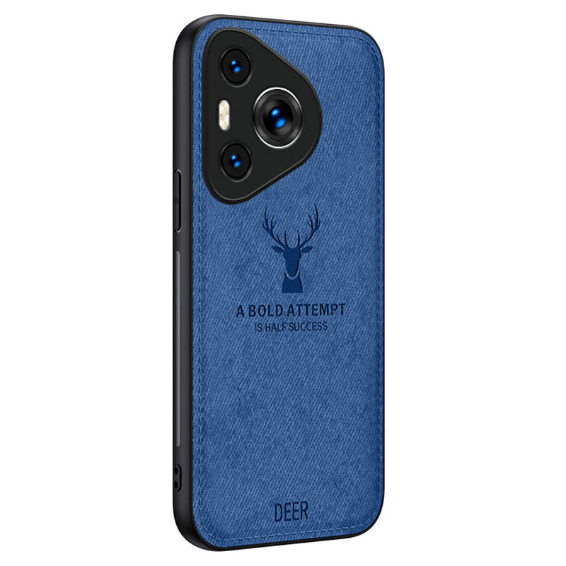 For Huawei Pura 70 Case Deer Pattern Cloth Texture Leather+PC+TPU Hybrid Phone Cover