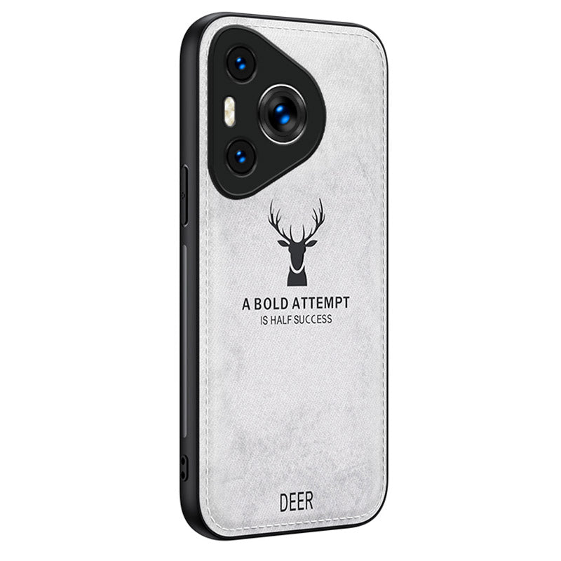 For Huawei Pura 70 Case Deer Pattern Cloth Texture Leather+PC+TPU Hybrid Phone Cover