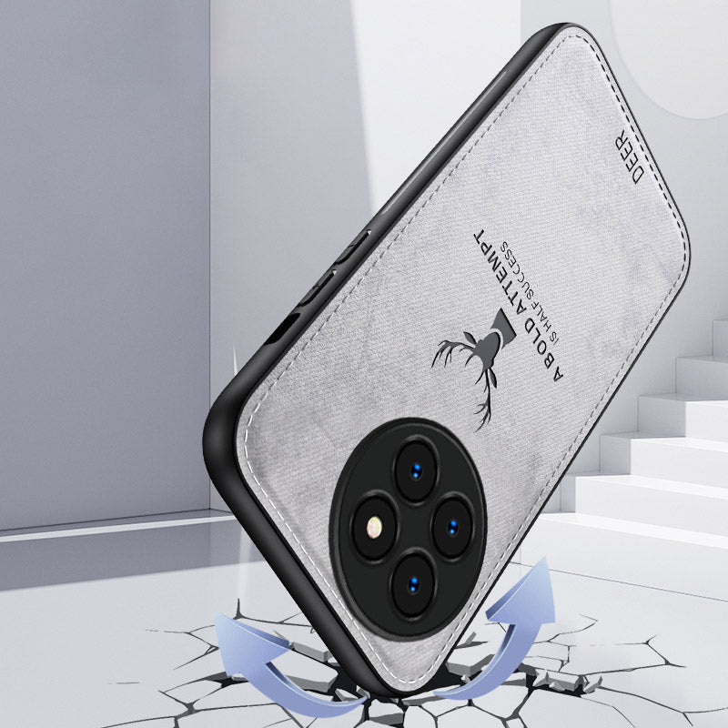 For Xiaomi Civi 4 Pro 5G Case Cloth Texture Deer Pattern Leather+PC+TPU Phone Cover