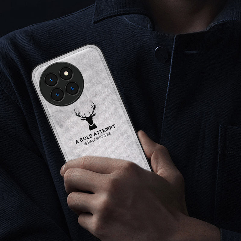 For Xiaomi Civi 4 Pro 5G Case Cloth Texture Deer Pattern Leather+PC+TPU Phone Cover
