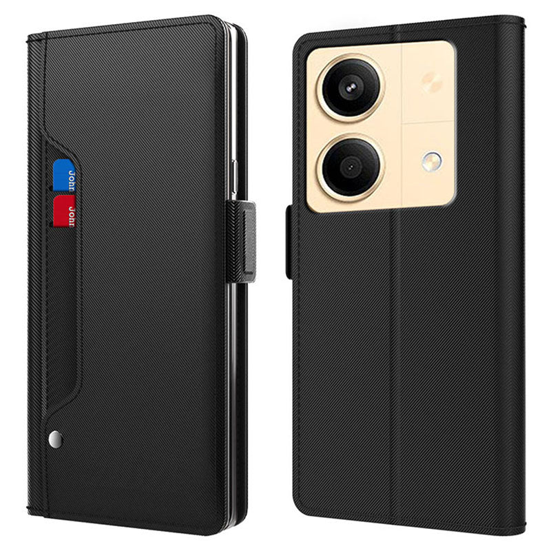For Xiaomi Poco X6 Neo 5G / Redmi Note 13R Pro 5G Leather Case Card Slot Bump Proof Phone Cover with Mirror