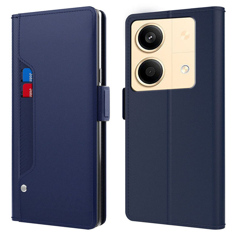 For Xiaomi Poco X6 Neo 5G / Redmi Note 13R Pro 5G Leather Case Card Slot Bump Proof Phone Cover with Mirror