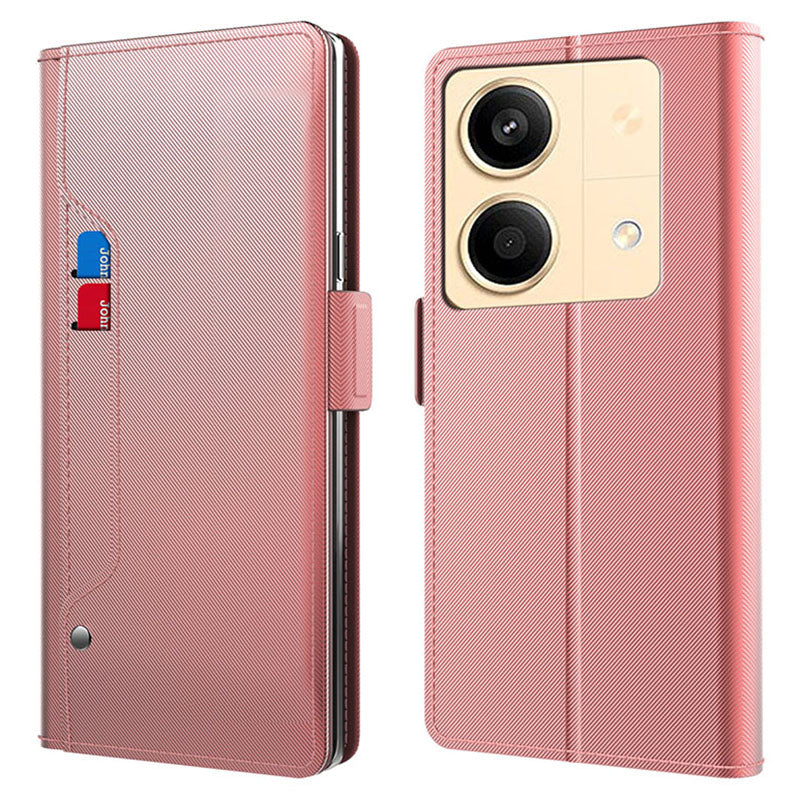 For Xiaomi Poco X6 Neo 5G / Redmi Note 13R Pro 5G Leather Case Card Slot Bump Proof Phone Cover with Mirror