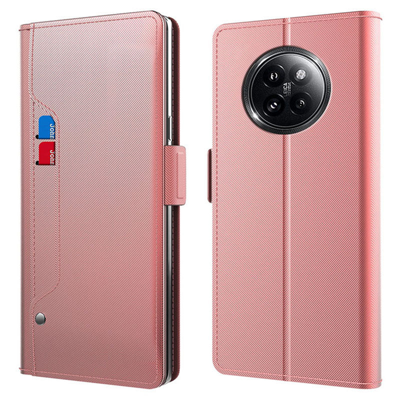 For Xiaomi Civi 4 Pro 5G Case Mirror Inside Card Slot PU Leather Phone Cover