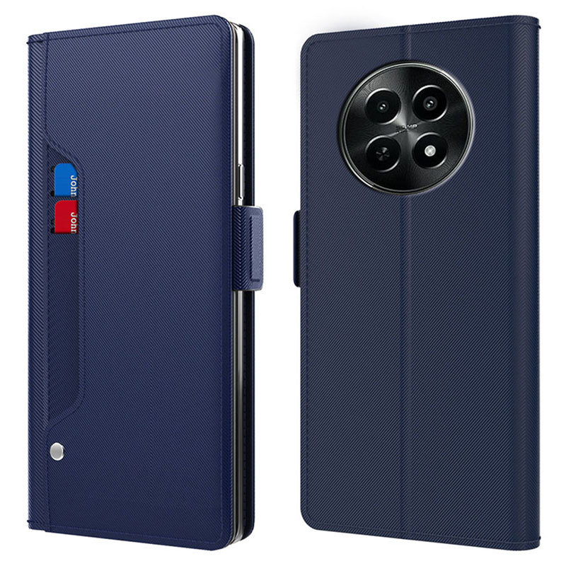 For Realme 12 Shockproof Case Card Slot Leather Phone Cover with Mirror