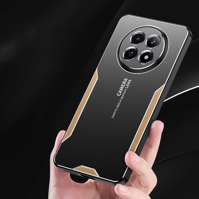 For Realme 12 Case Aluminum Alloy+TPU+PC Slim Protective Phone Shell