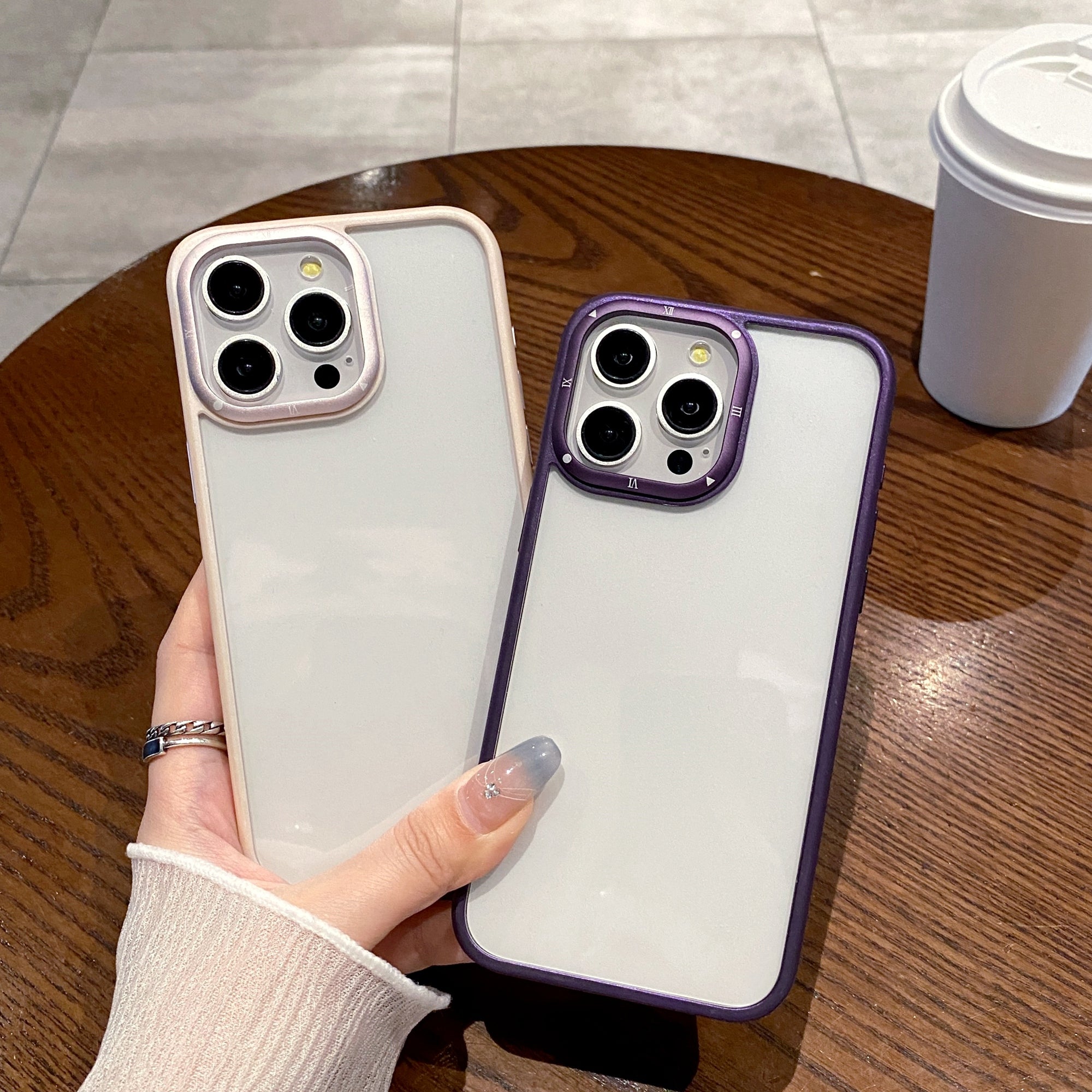 For iPhone 15 Pro Case PC+TPU Clear Phone Cover with Metal Lens Frame