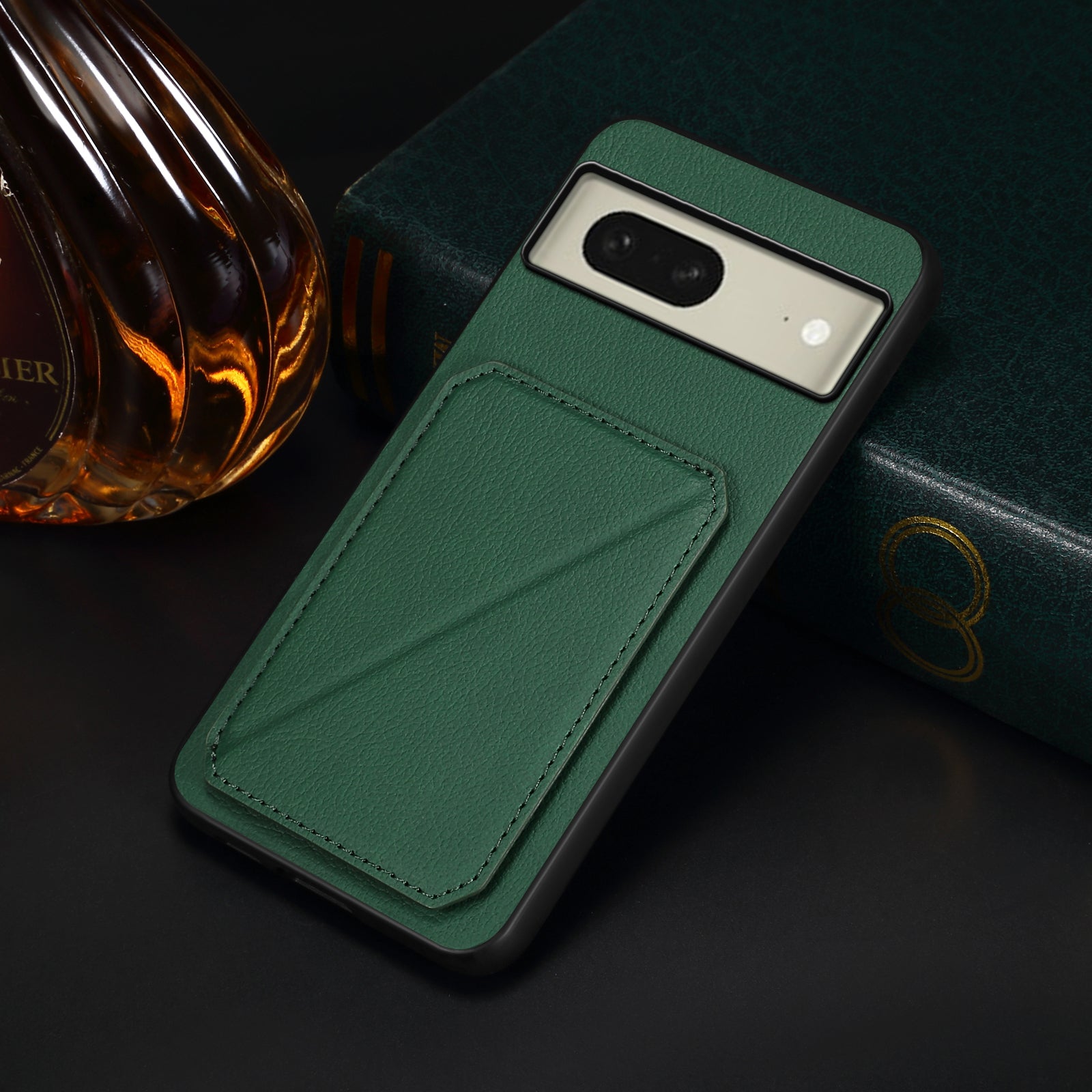 For Google Pixel 8 Case Card Holder Kickstand Leather+PC+TPU Cell Phone Cover