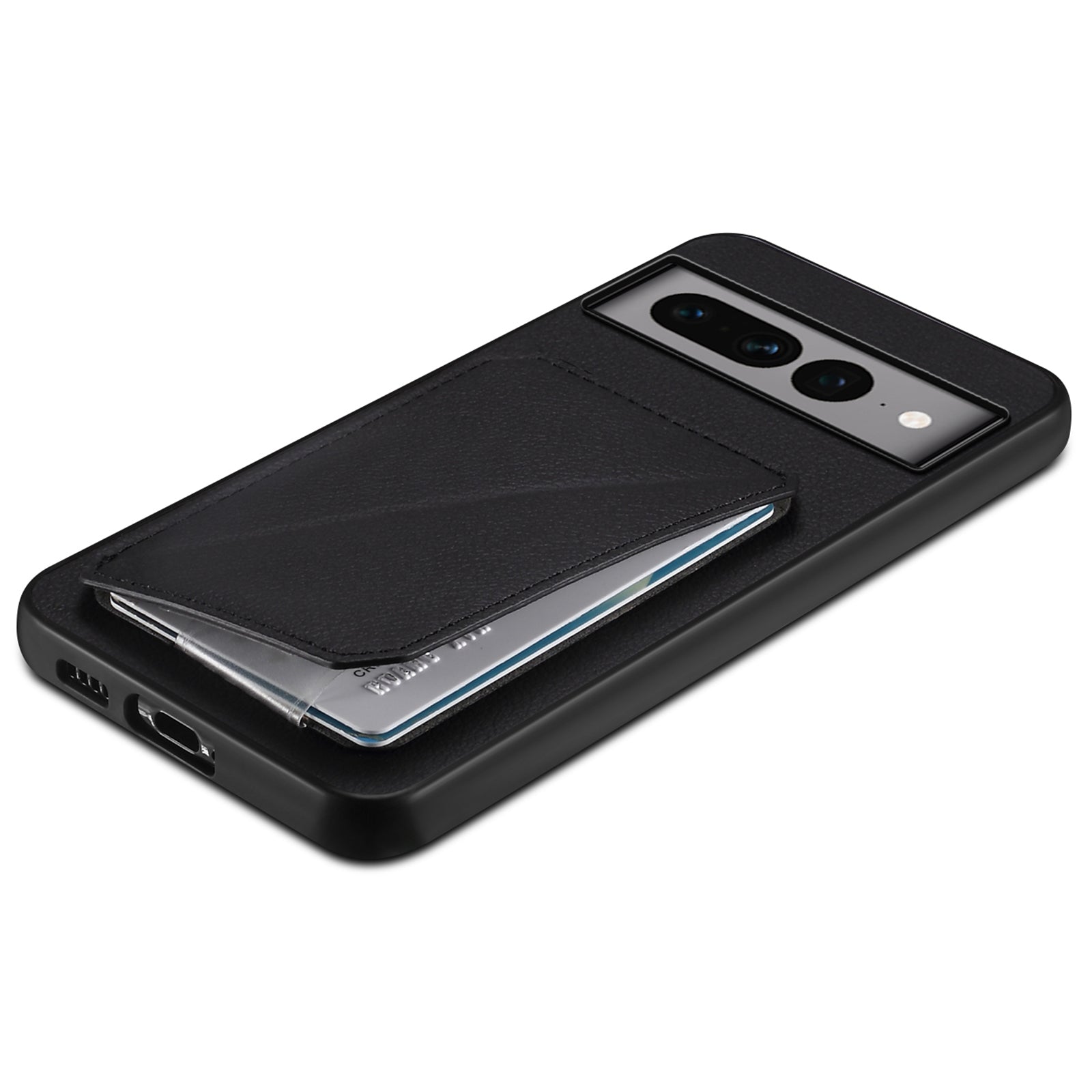 For Google Pixel 7 Pro 5G Kickstand Case Card Holder PU+PC+TPU Cell Phone Shell