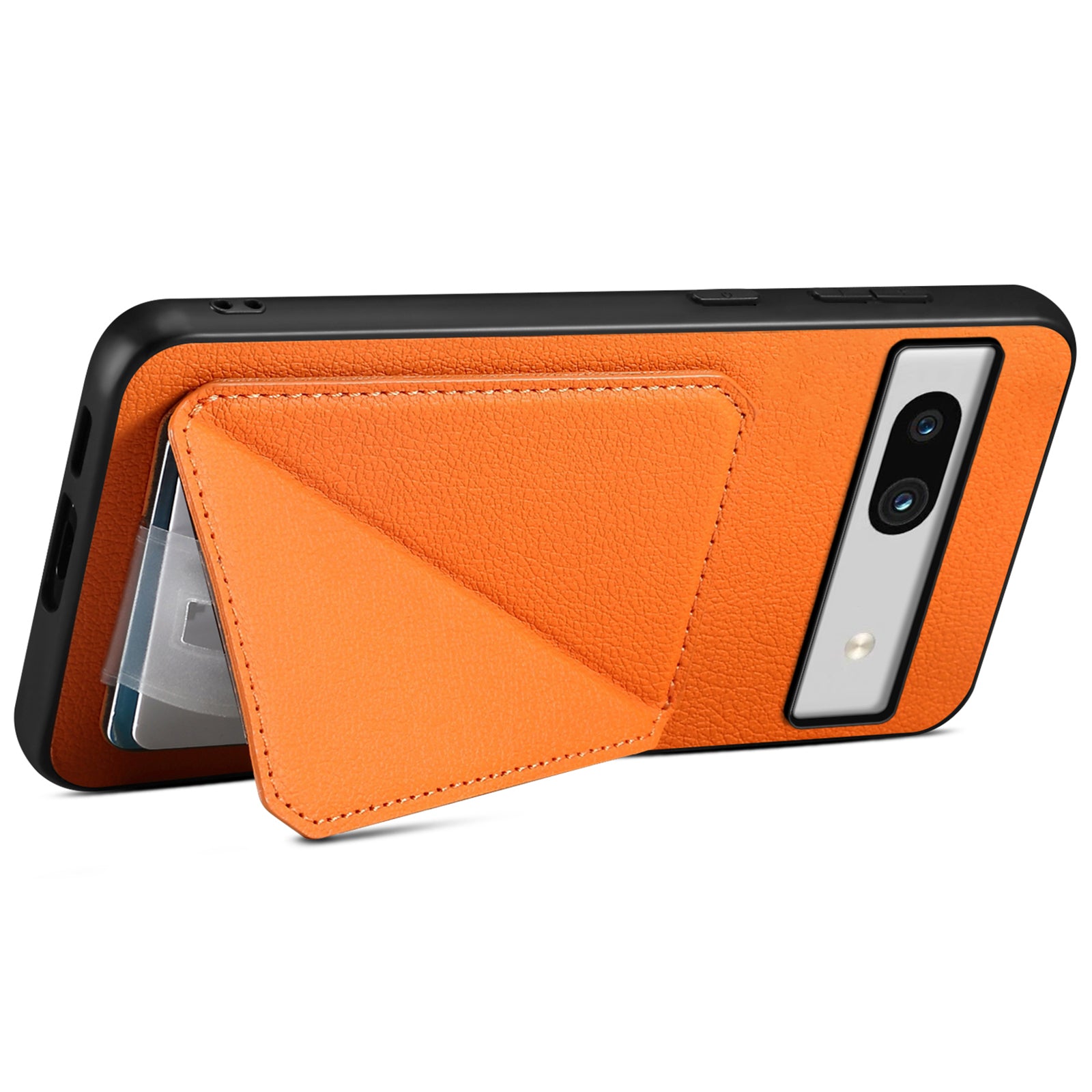 For Google Pixel 7a Case PU Leather+PC+TPU Hidden Back Card Holder Phone Cover