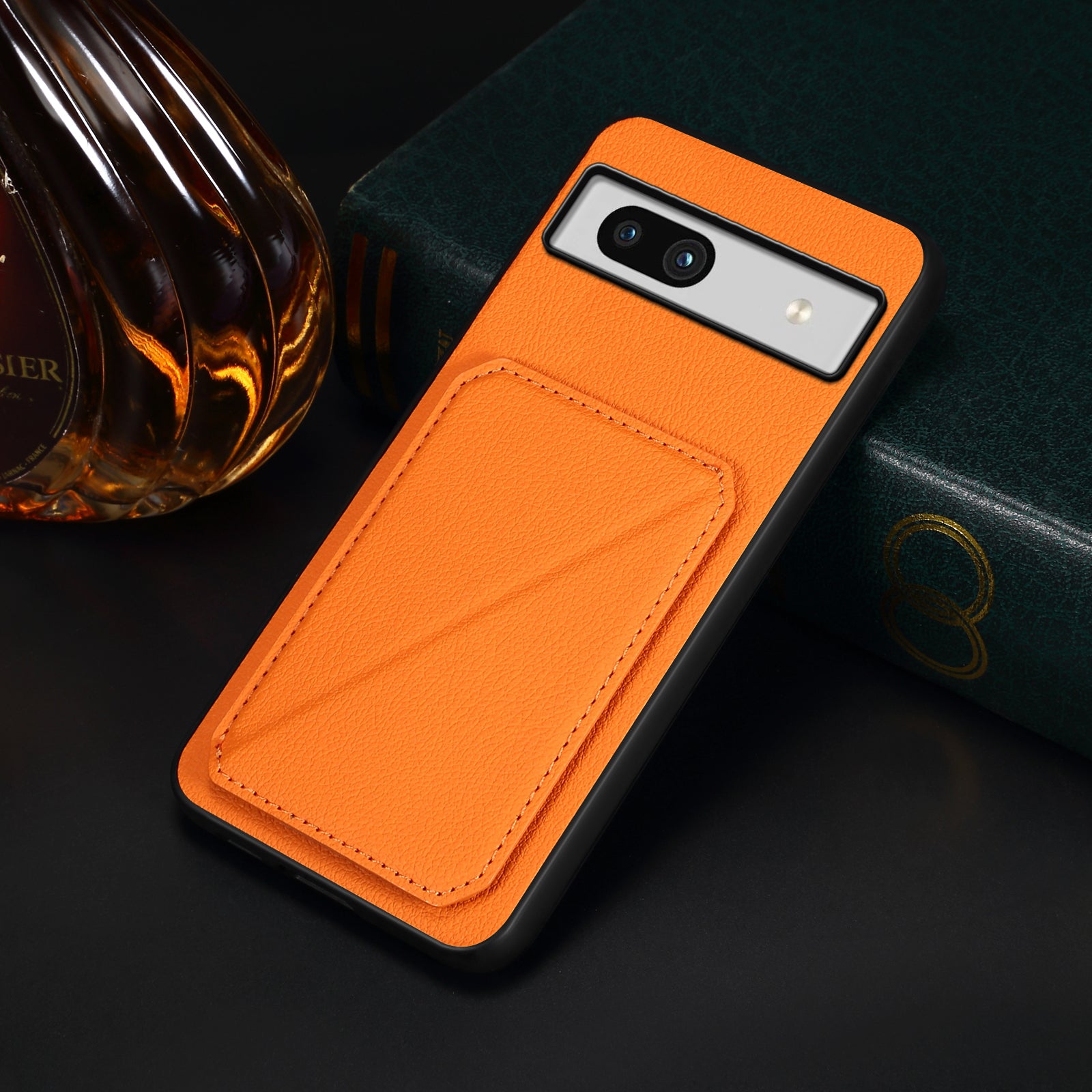 For Google Pixel 7a Case PU Leather+PC+TPU Hidden Back Card Holder Phone Cover