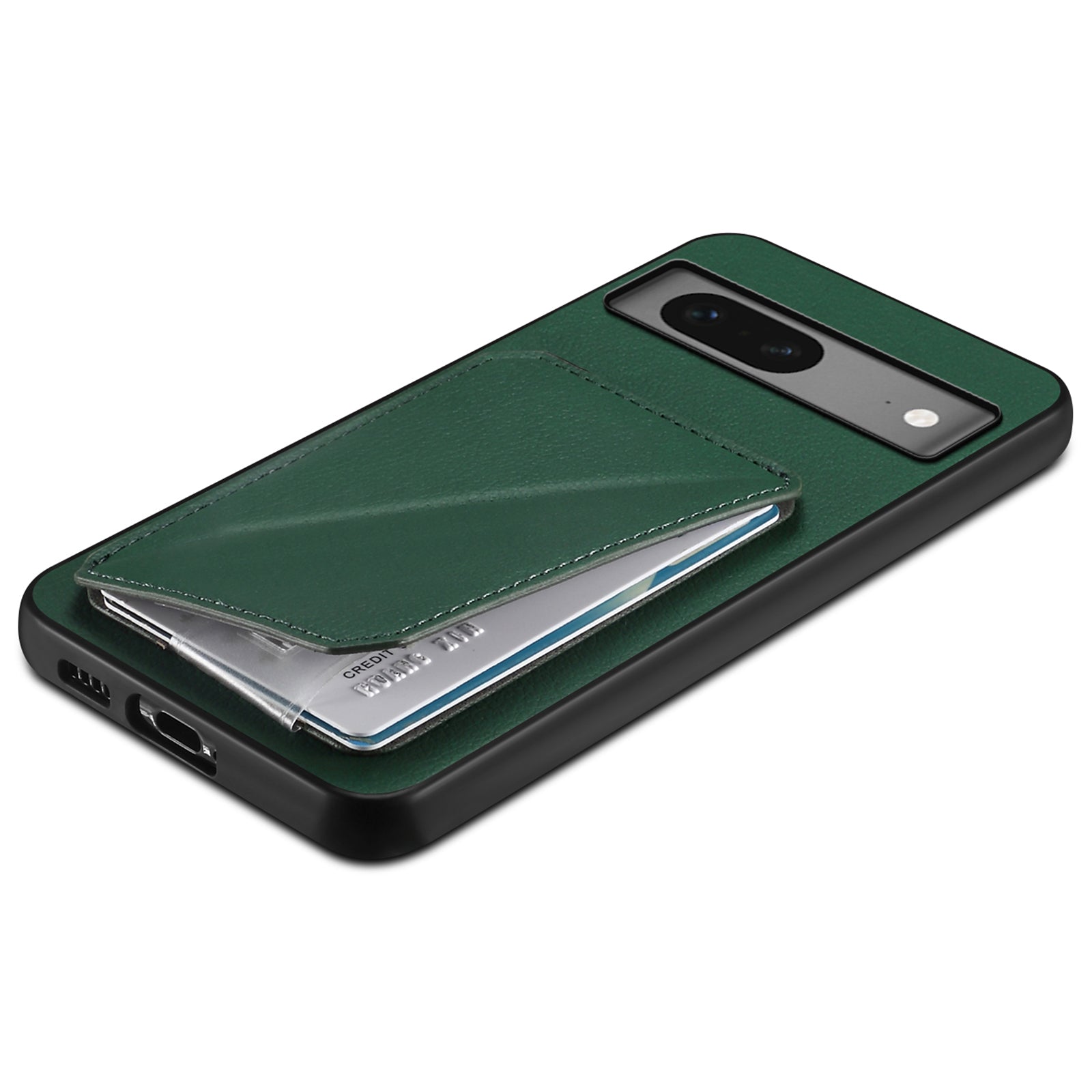For Google Pixel 7 5G Case Card Holder PU Leather Coated PC+TPU Kickstand Phone Cover