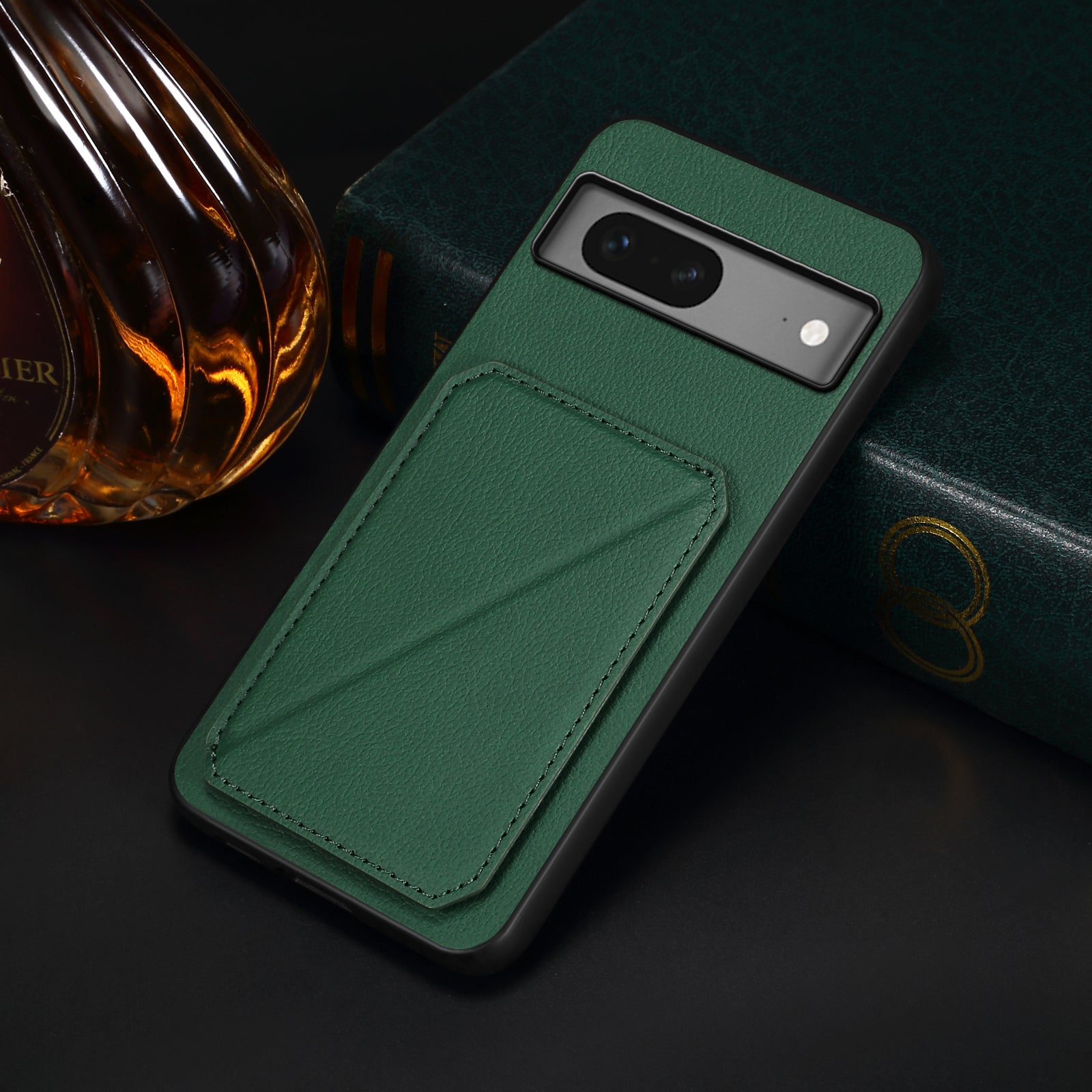 For Google Pixel 7 5G Case Card Holder PU Leather Coated PC+TPU Kickstand Phone Cover