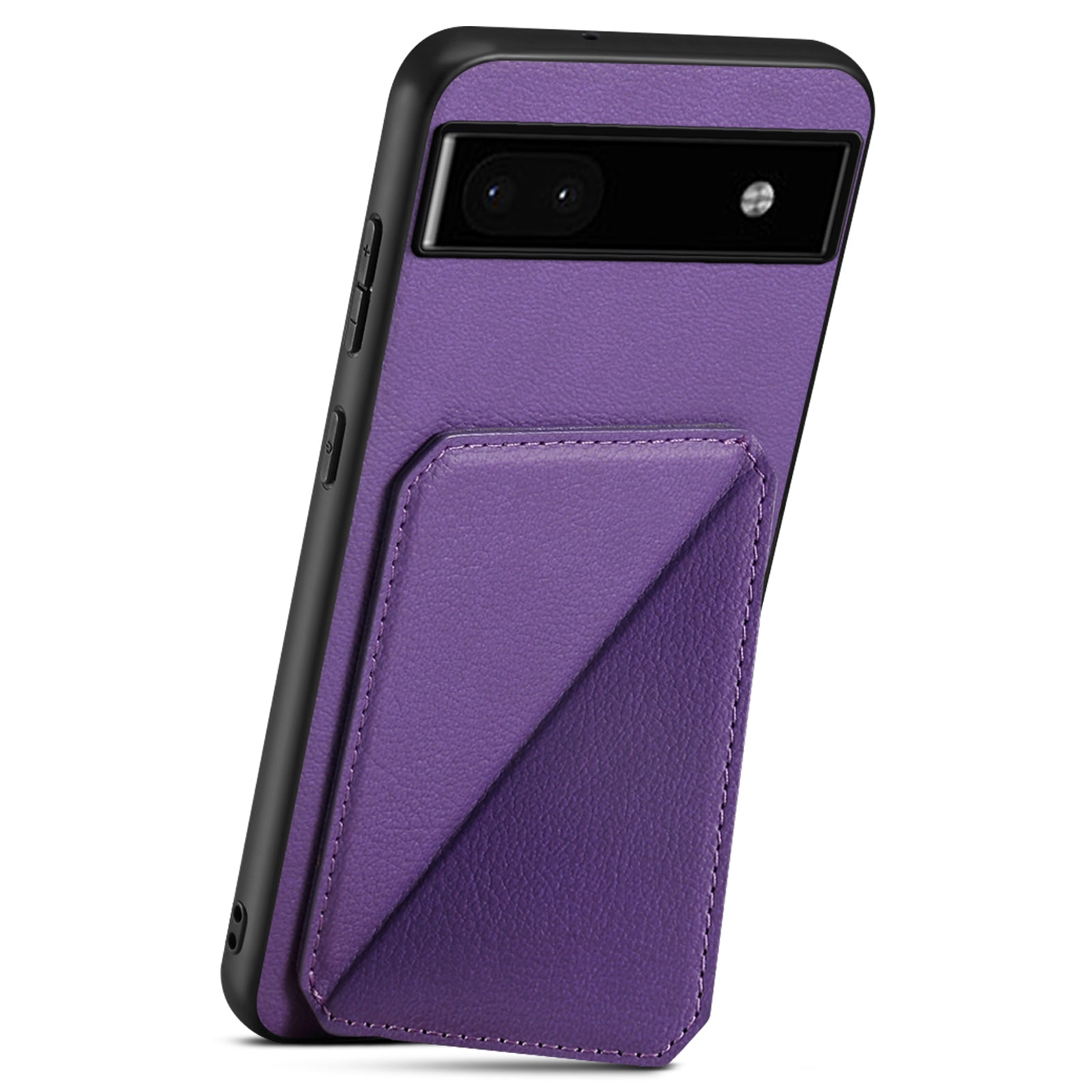 For Google Pixel 6a Case Kickstand Leather+PC+TPU Cell Phone Case with Card Holder