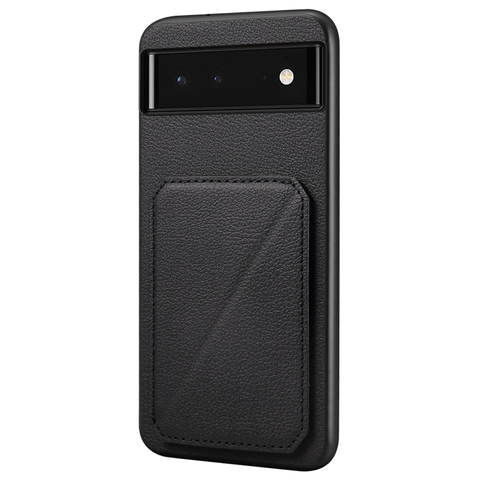 For Google Pixel 6 Case Kickstand Calf Textured Leather+PC+TPU Phone Shell