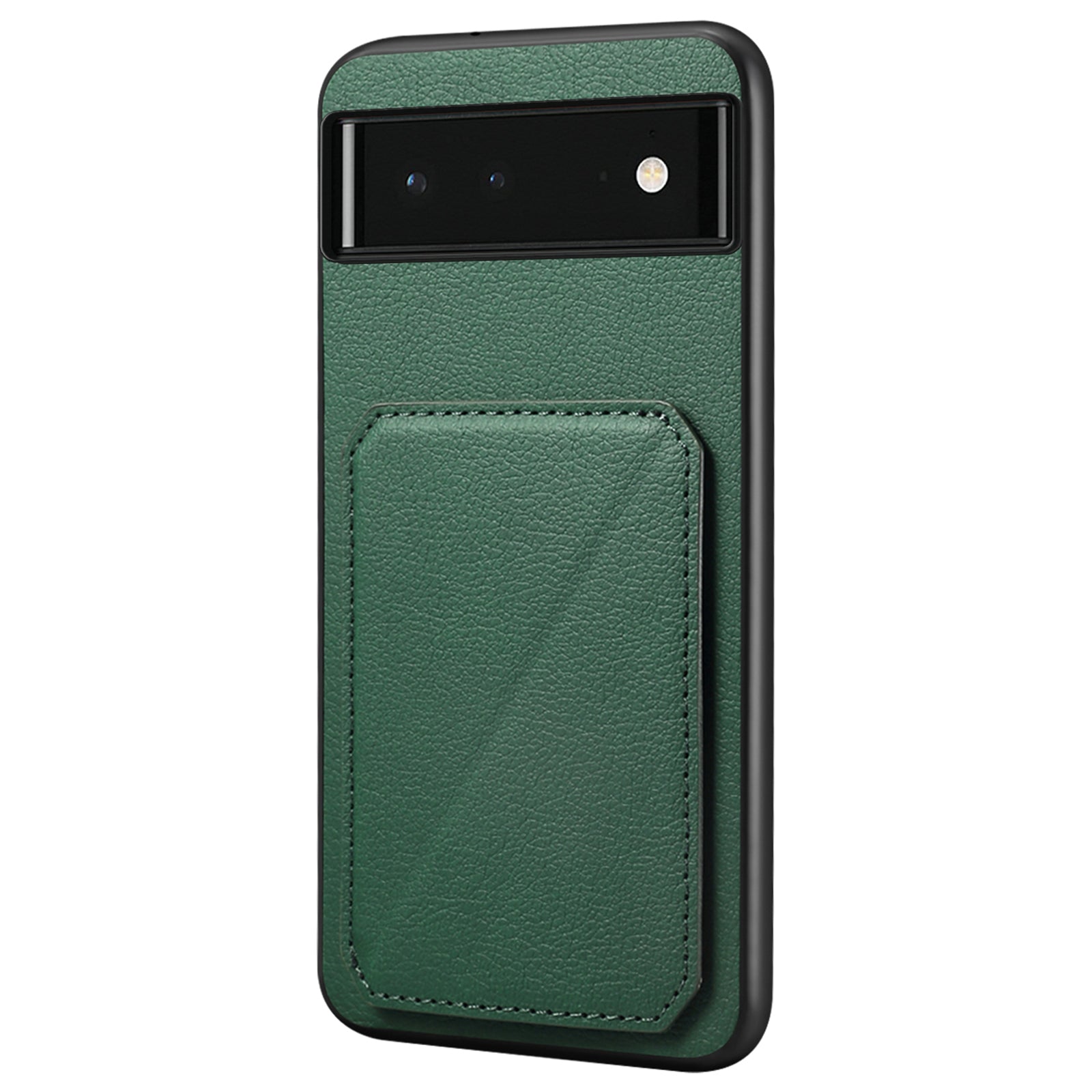 For Google Pixel 6 Case Kickstand Calf Textured Leather+PC+TPU Phone Shell