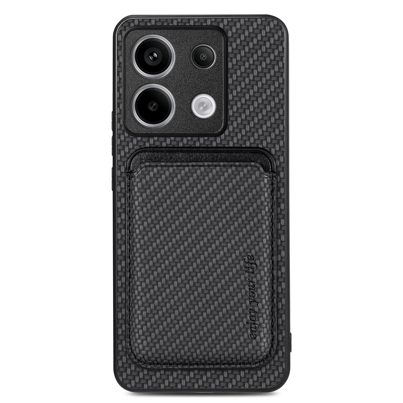 For Xiaomi Redmi Note 13 Pro 5G / Poco X6 5G Case Detachable Magnetic Card Slot Carbon Fiber Texture PU+TPU Phone Cover