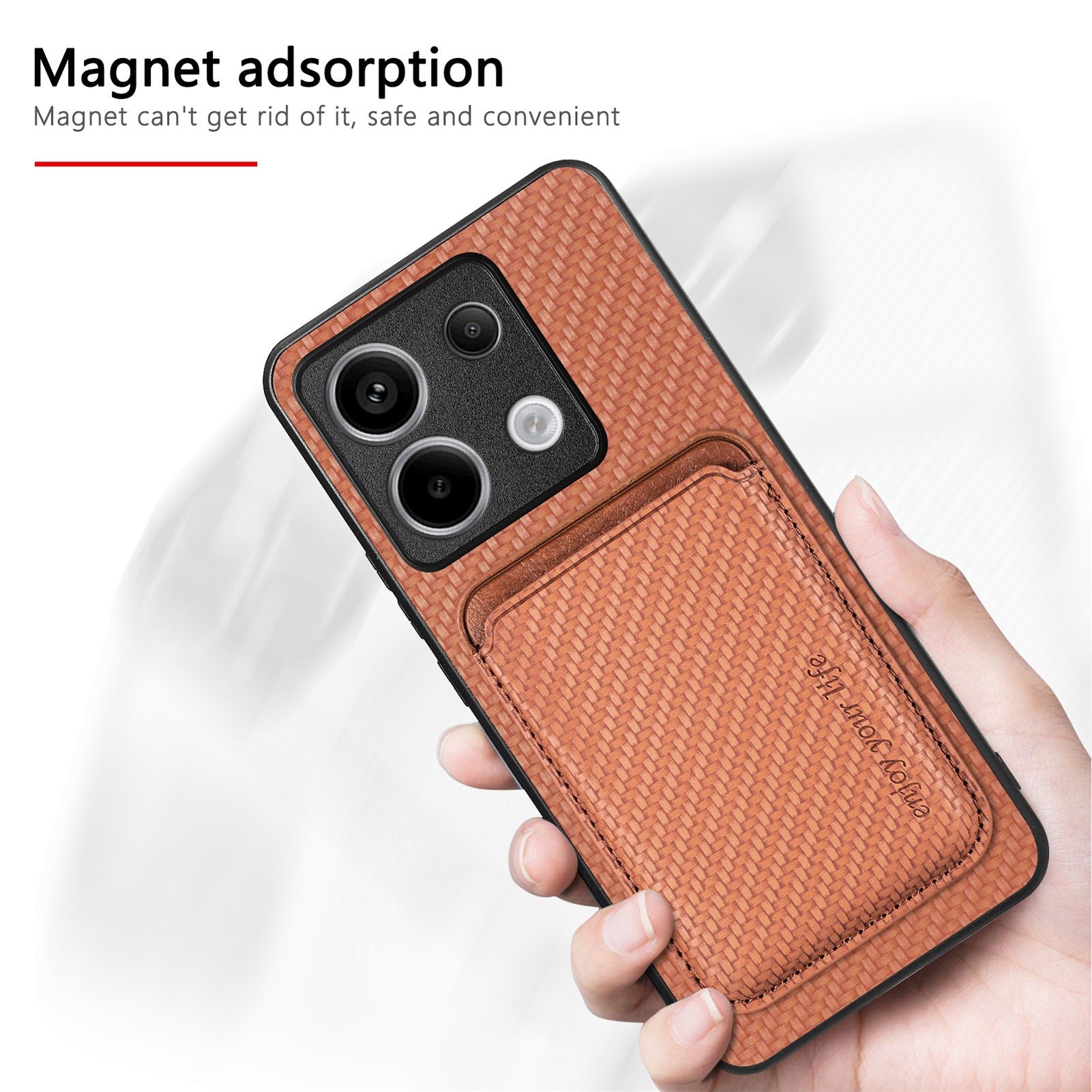 For Xiaomi Redmi Note 13 Pro 5G / Poco X6 5G Case Detachable Magnetic Card Slot Carbon Fiber Texture PU+TPU Phone Cover