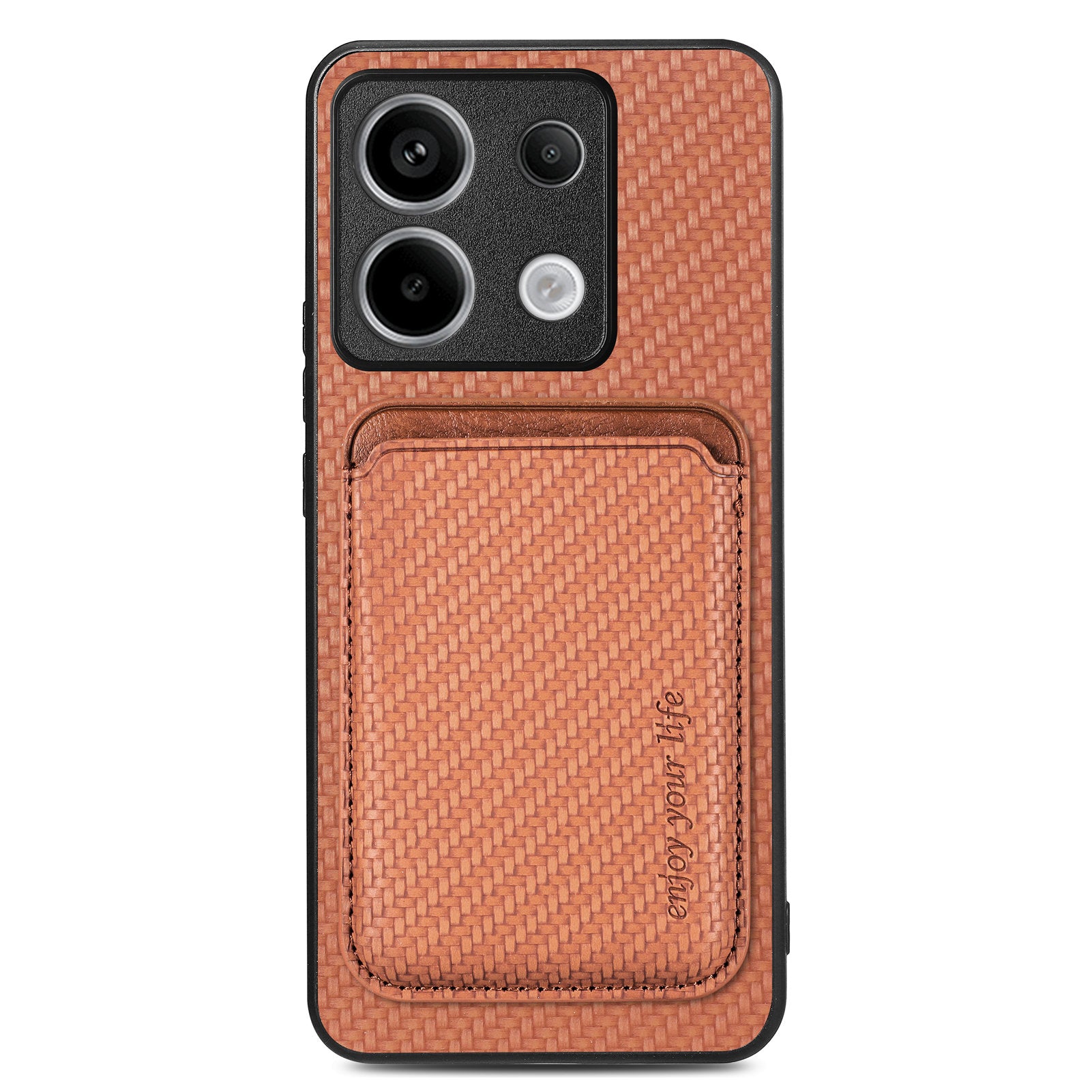 For Xiaomi Redmi Note 13 Pro 5G / Poco X6 5G Case Detachable Magnetic Card Slot Carbon Fiber Texture PU+TPU Phone Cover