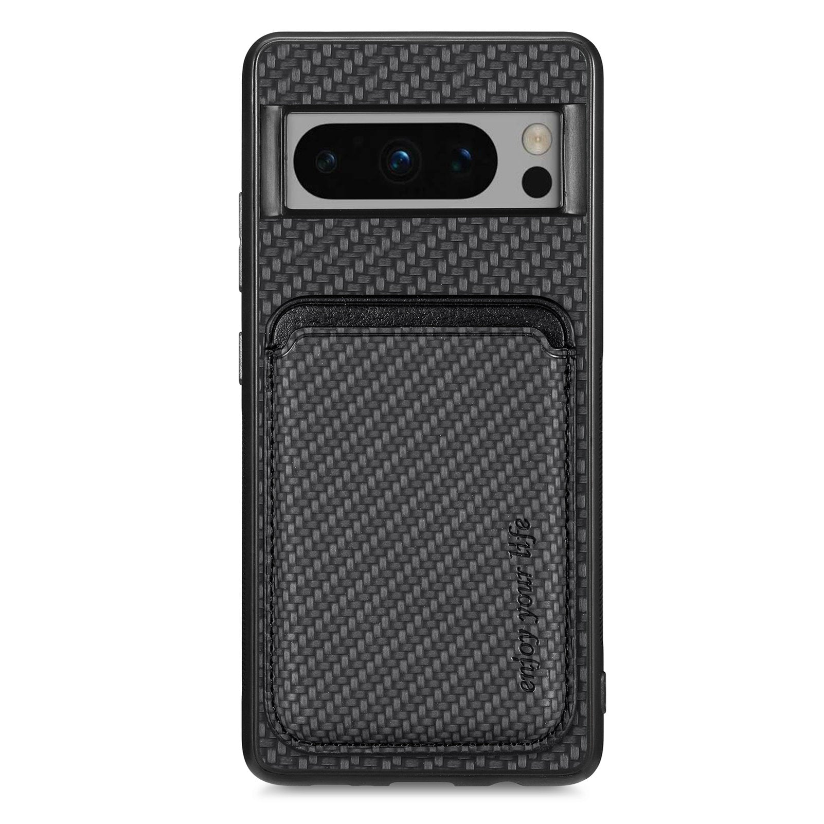 For Google Pixel 8 Pro Case Carbon Fiber Texture Phone Cover with Magnetic Card Holder