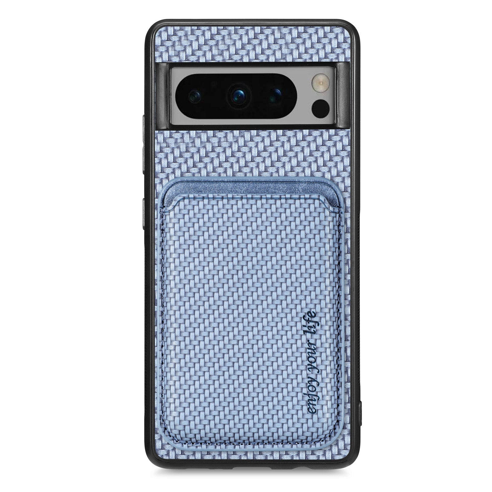 For Google Pixel 8 Pro Case Carbon Fiber Texture Phone Cover with Magnetic Card Holder