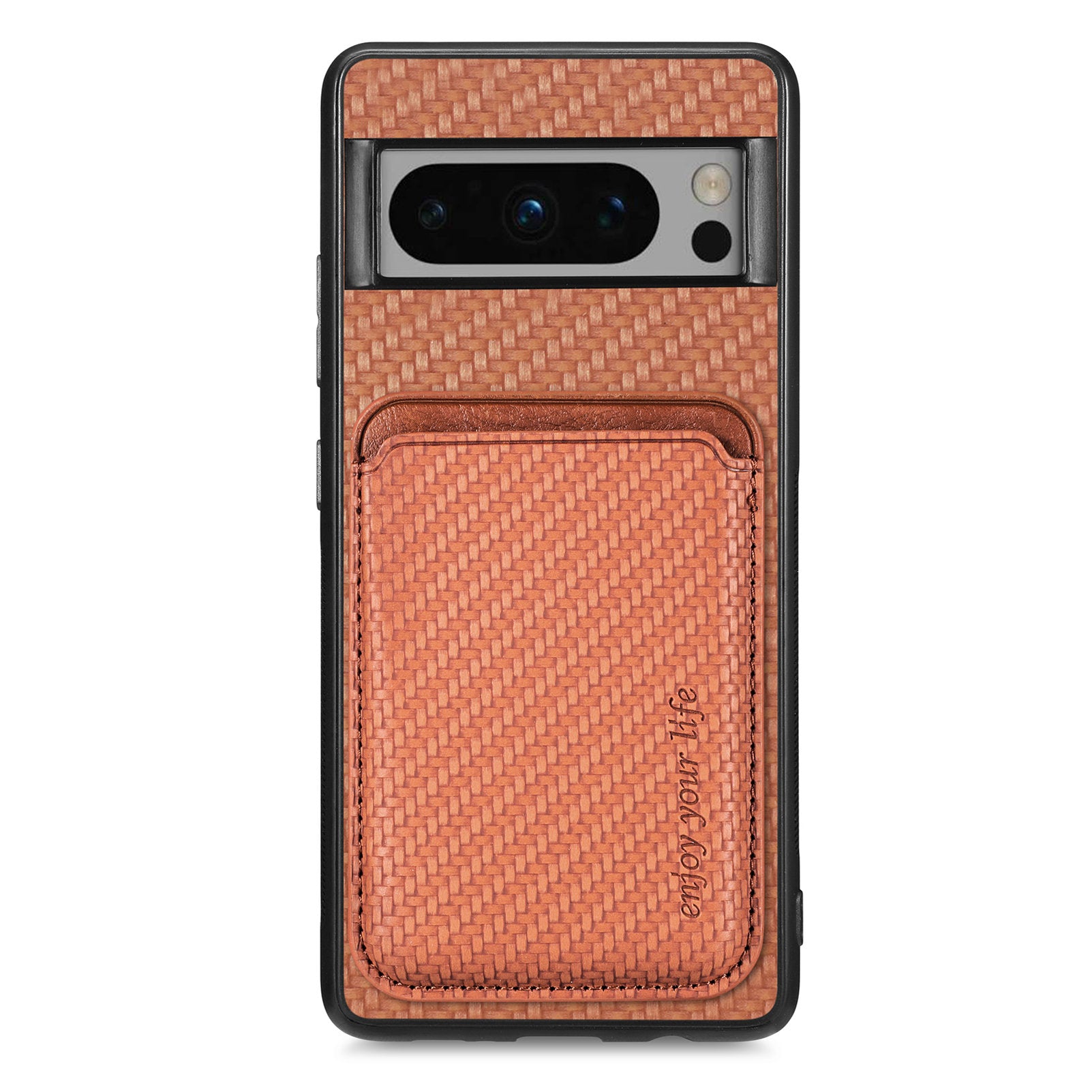 For Google Pixel 8 Pro Case Carbon Fiber Texture Phone Cover with Magnetic Card Holder