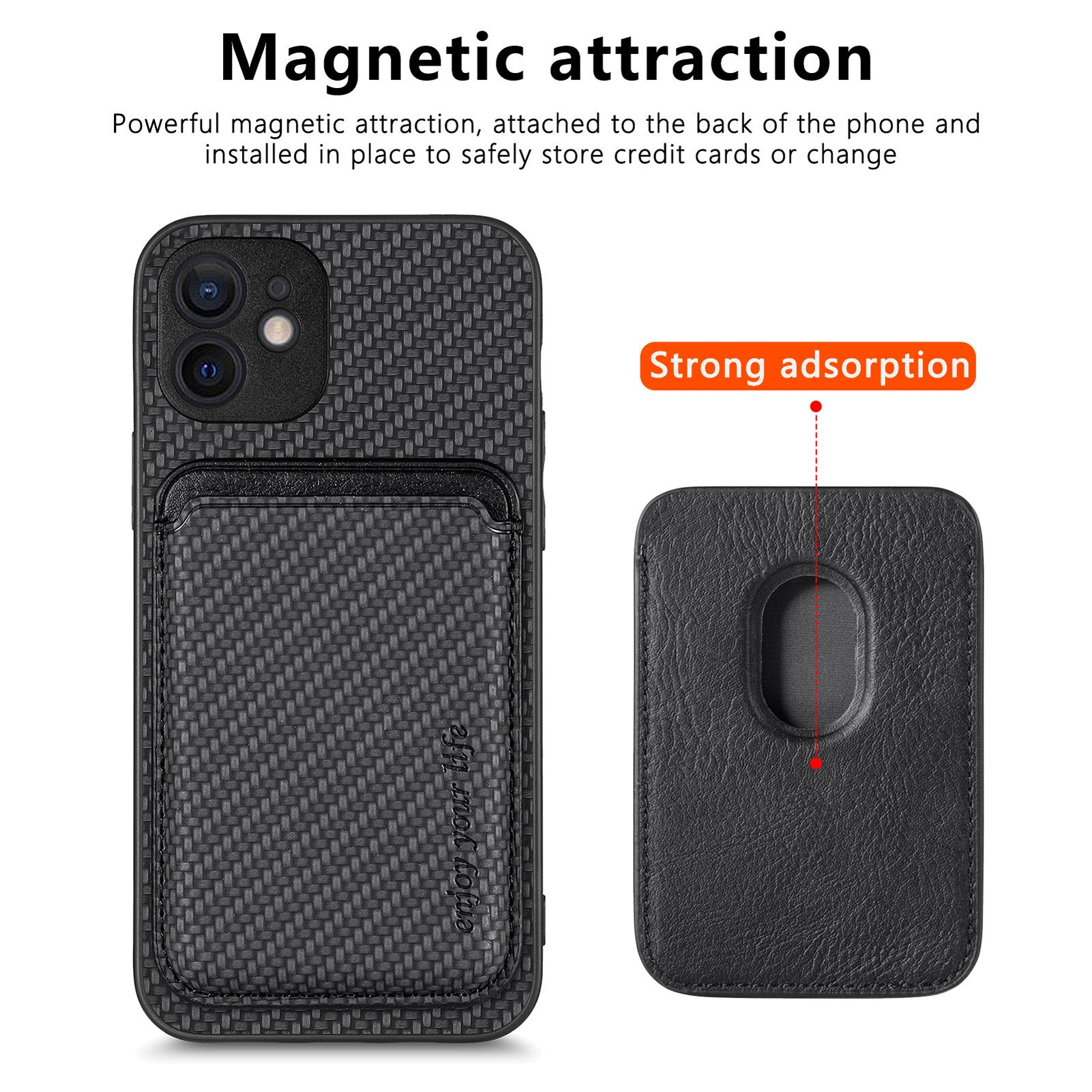 M2 For iPhone 12 Case PU Leather Detachable 2-in-1 Design Card Holder Back Cover