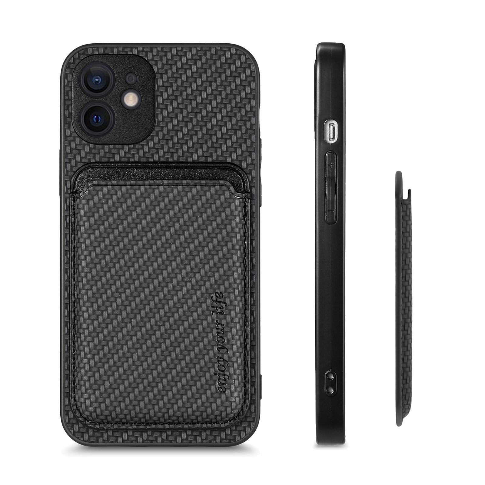 M2 For iPhone 12 Case PU Leather Detachable 2-in-1 Design Card Holder Back Cover