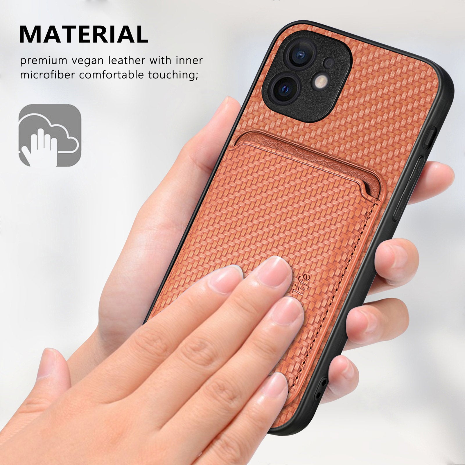 M2 For iPhone 12 Case PU Leather Detachable 2-in-1 Design Card Holder Back Cover