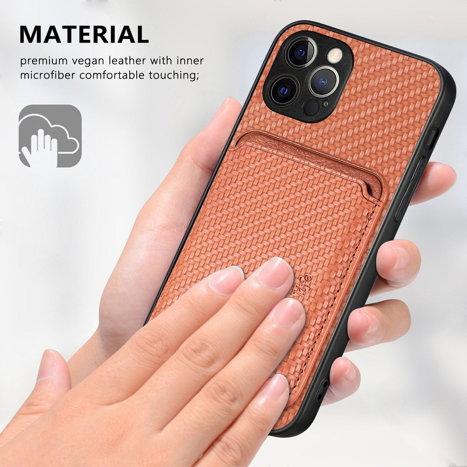 For iPhone 12 Pro Max Magnetic Card Slot Case Carbon Fiber Texture PU+TPU Phone Cover