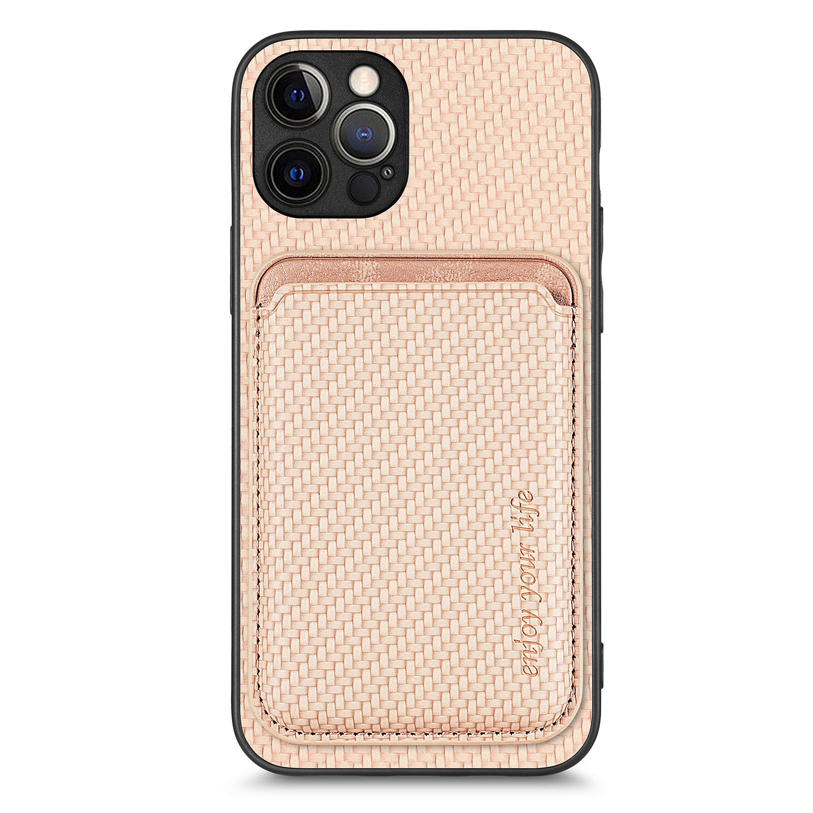 For iPhone 12 Pro Max Magnetic Card Slot Case Carbon Fiber Texture PU+TPU Phone Cover
