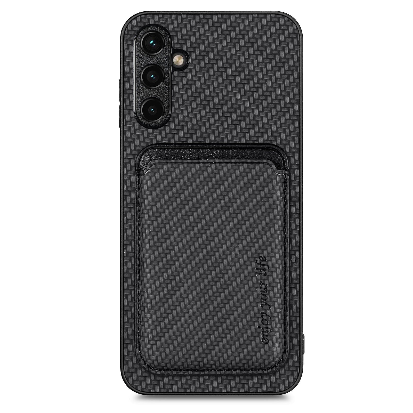 For Samsung Galaxy A05s 4G Cell Phone Case Carbon Fiber Texture PU+TPU Cover