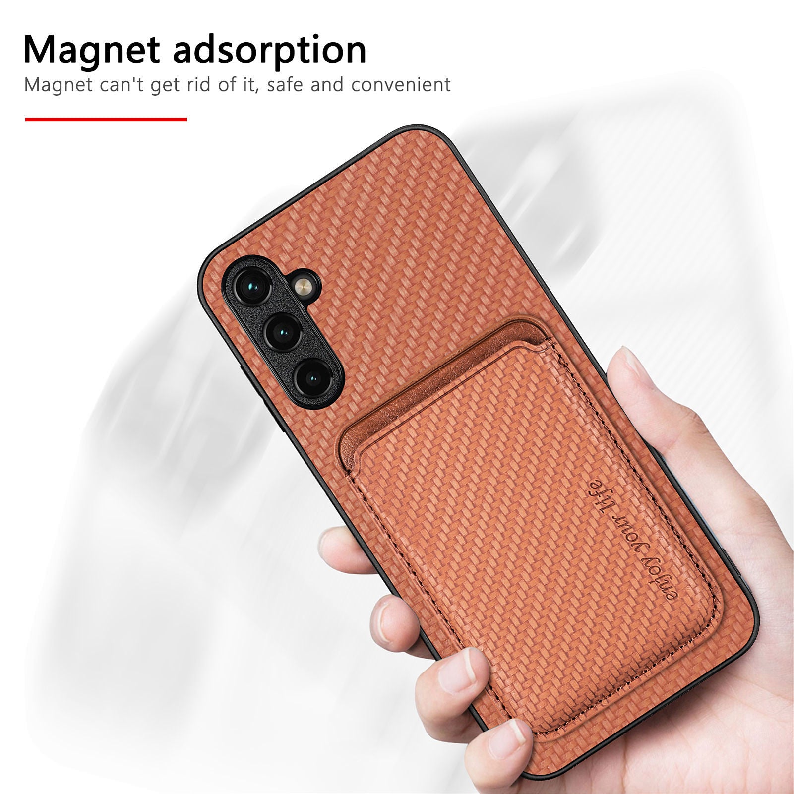 For Samsung Galaxy A05s 4G Cell Phone Case Carbon Fiber Texture PU+TPU Cover