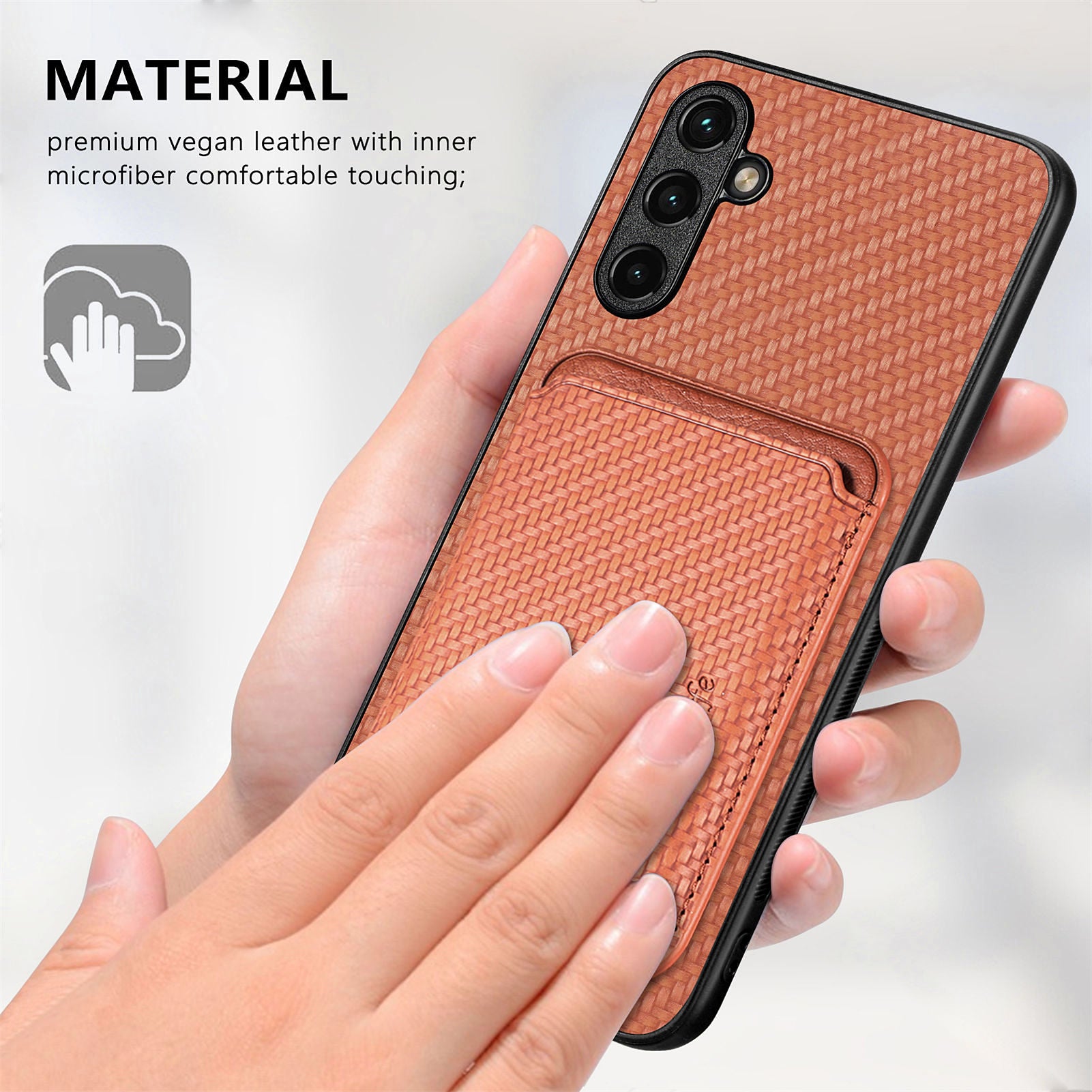 M2 For Samsung Galaxy A55 5G Carbon Fiber Texture Case Detachable Card Holder Phone Cover