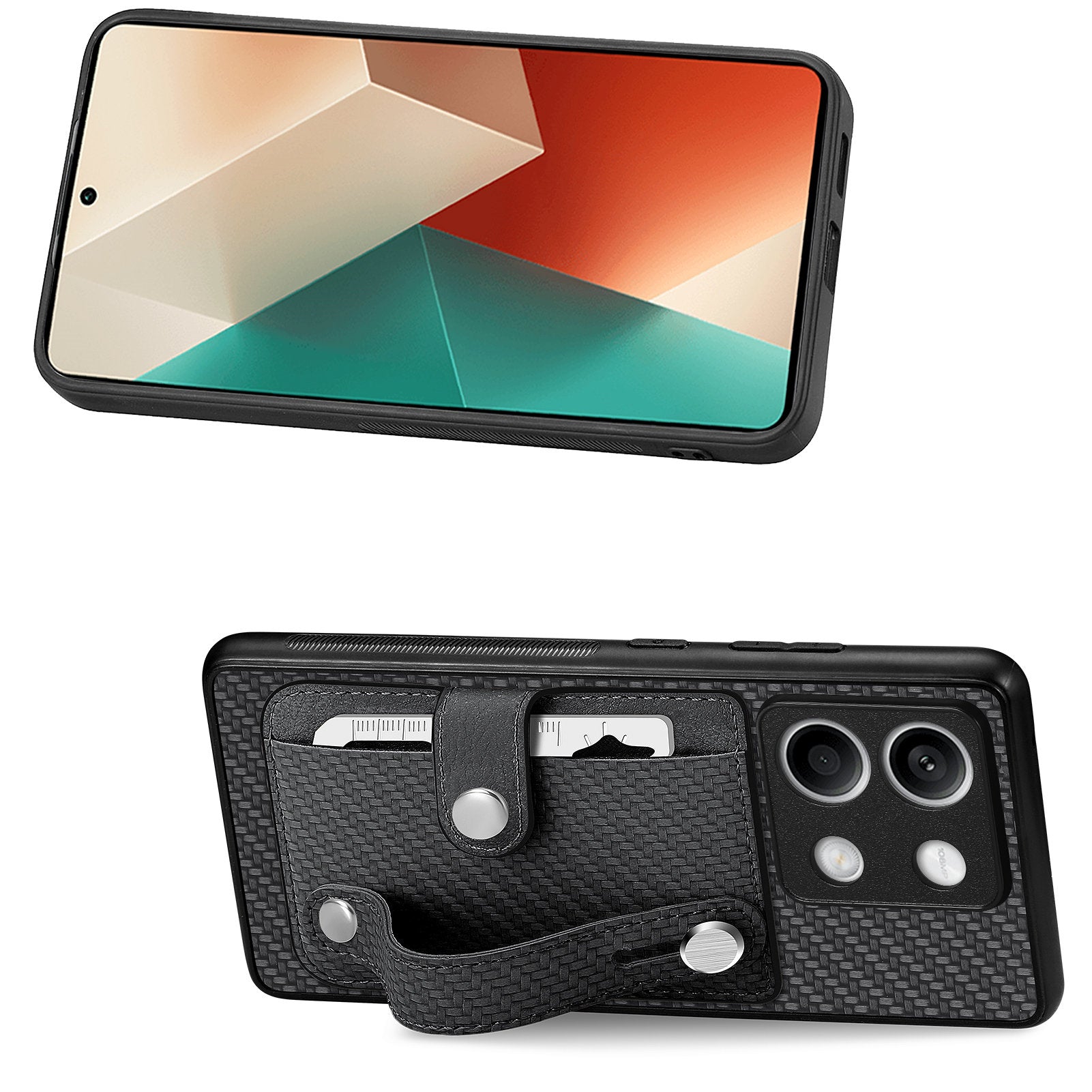 C1-01 For Xiaomi Redmi Note 13 5G Case PC+TPU+Leather Phone Cover Wristband Ring Design