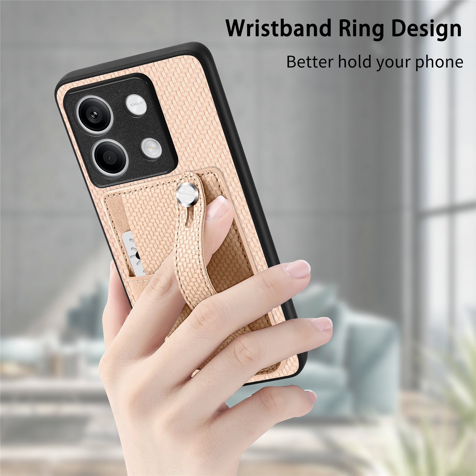 C1-01 For Xiaomi Redmi Note 13 5G Case PC+TPU+Leather Phone Cover Wristband Ring Design