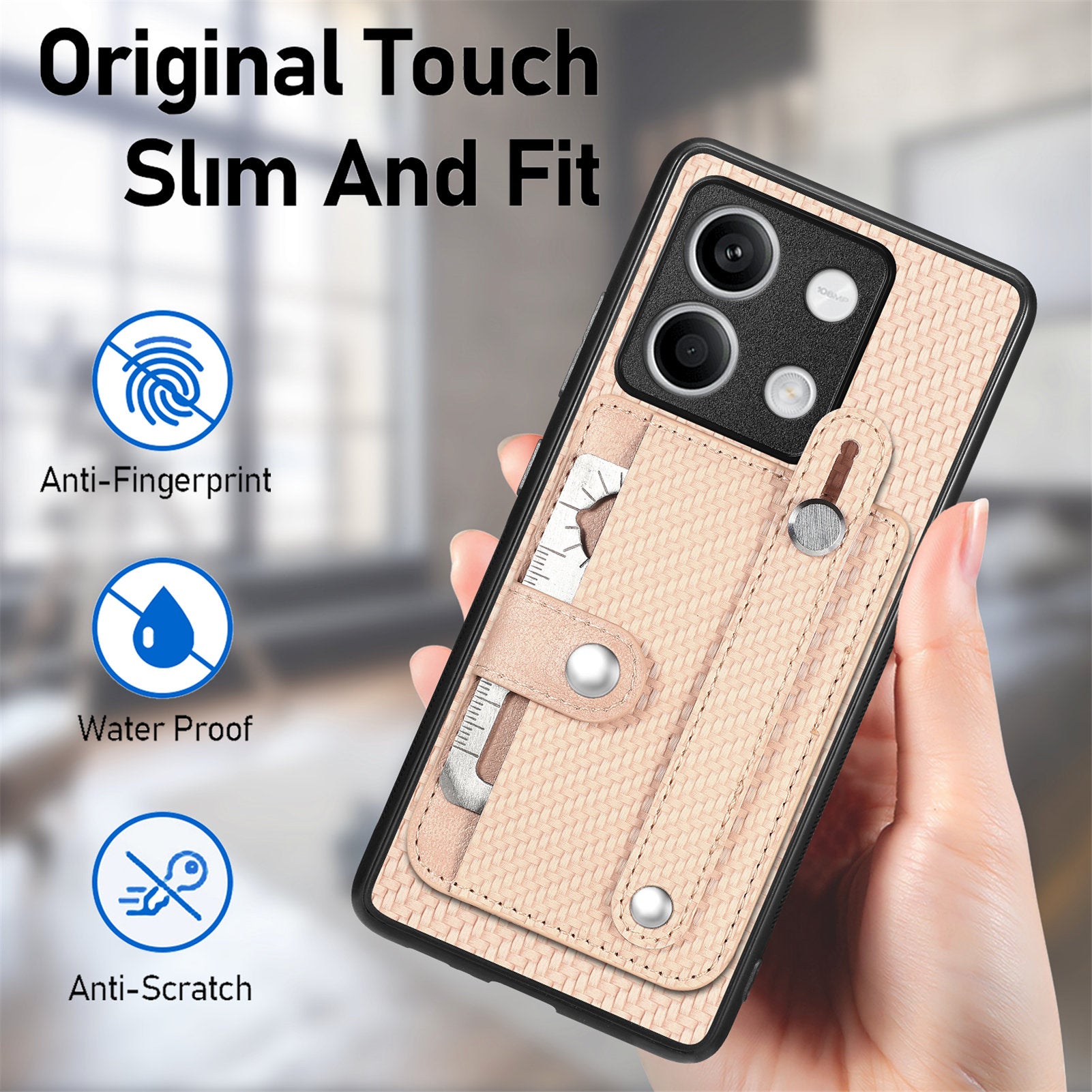 C1-01 For Xiaomi Redmi Note 13 5G Case PC+TPU+Leather Phone Cover Wristband Ring Design