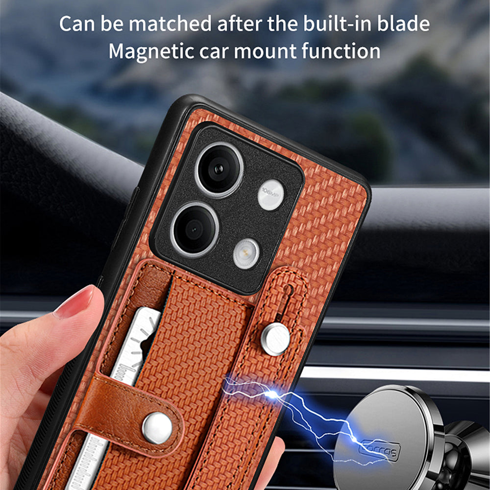 C1-01 For Xiaomi Redmi Note 13 5G Case PC+TPU+Leather Phone Cover Wristband Ring Design