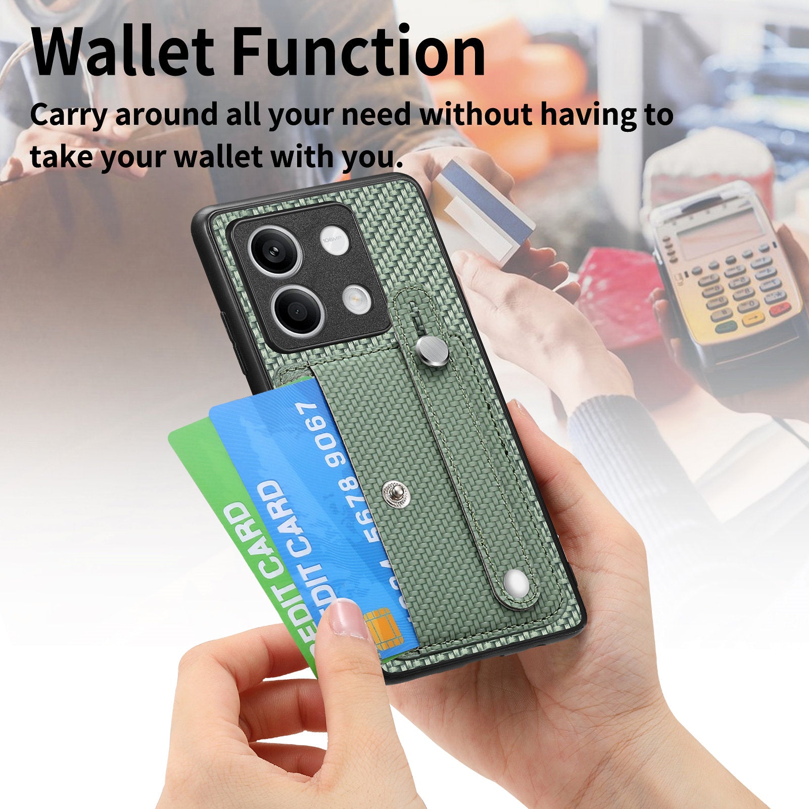 C1-01 For Xiaomi Redmi Note 13 5G Case PC+TPU+Leather Phone Cover Wristband Ring Design