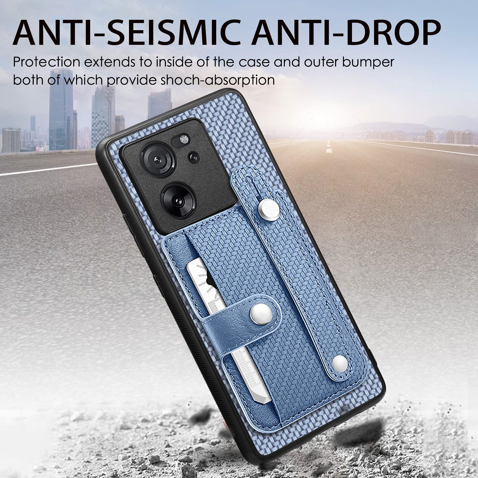C1-01 For Xiaomi 13T / 13T Pro / Redmi K60 Ultra Case Card Holder Wristband Leather Coated TPU+PC Cover
