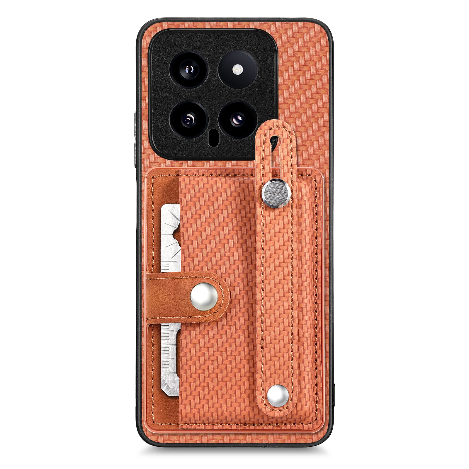 C1-01 For Xiaomi 14 Case Wristband Design Card Slots Leather Coating Back Cover