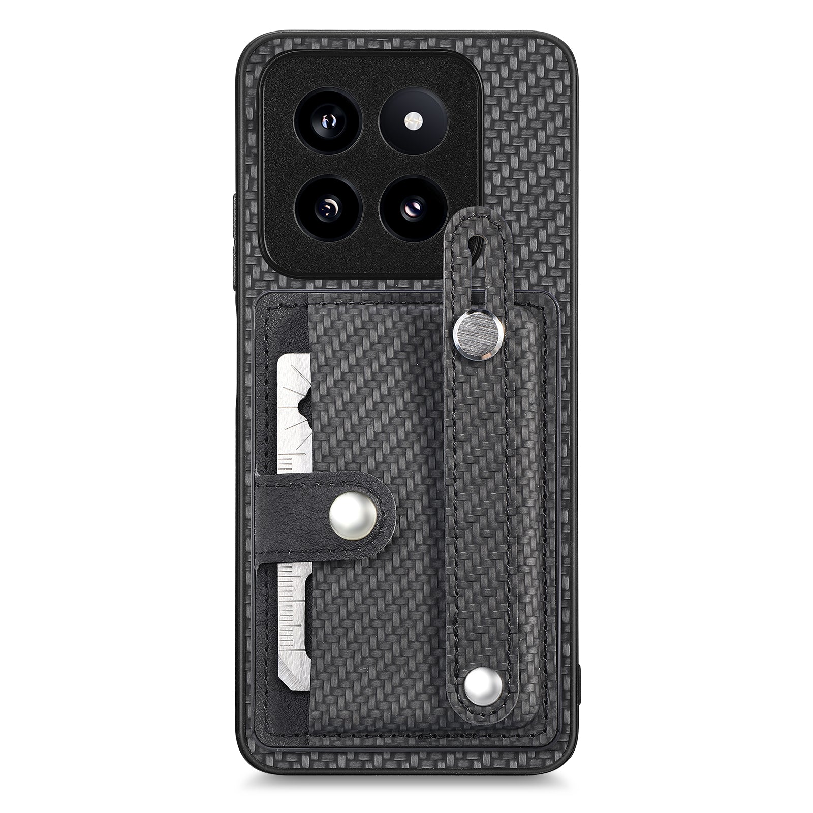 C1-01 For Xiaomi 14 Pro Case Carbon Fiber Texture Wristband Kickstand Phone Cover