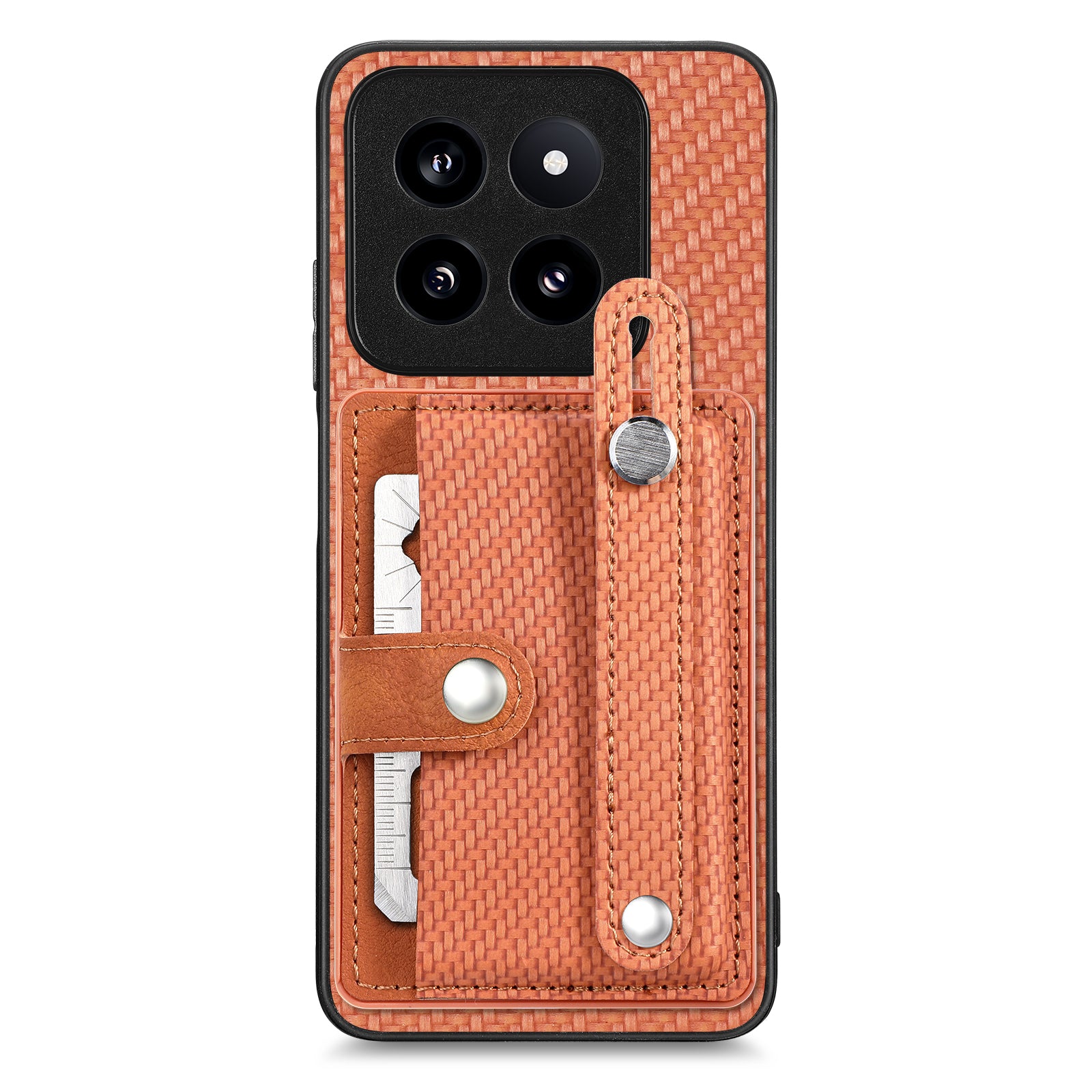 C1-01 For Xiaomi 14 Pro Case Carbon Fiber Texture Wristband Kickstand Phone Cover