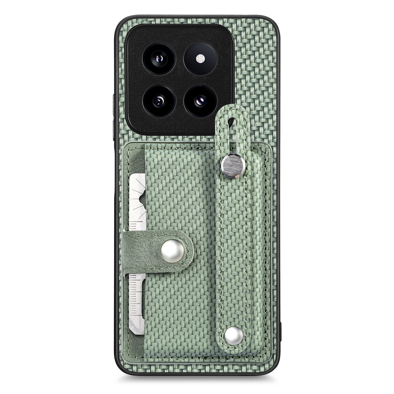 C1-01 For Xiaomi 14 Pro Case Carbon Fiber Texture Wristband Kickstand Phone Cover