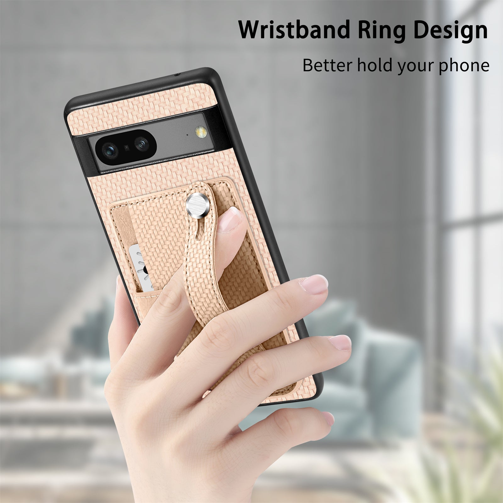 C1-01 For Google Pixel 7a Case Card Slot Carbon Fiber Texture PU+TPU+PC Phone Cover with Card Knife